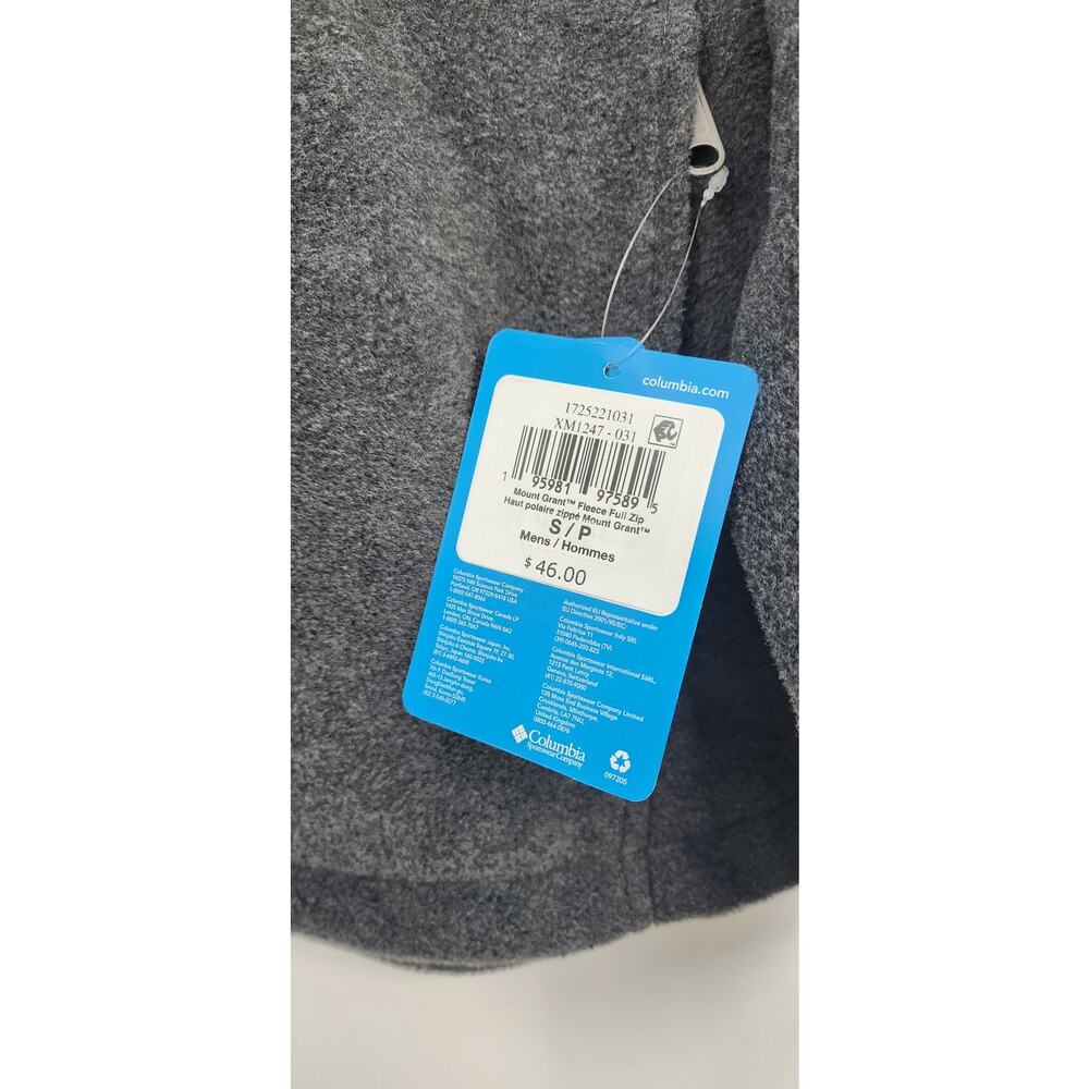 New‎ NWT Columbia Mount Grant Fleece Full Zip Dark Grey Size Small - Picture 7 of 7